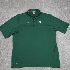 Nike Michigan State Polo Shirt Mens XL Green Spartans FitDry Short Sleeve NCAA